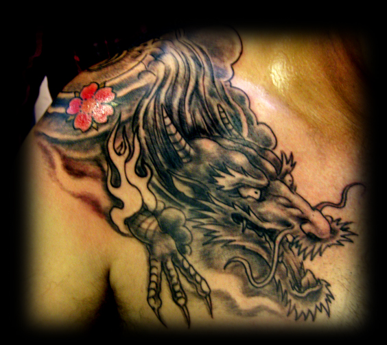 Japanese dragon - chest tattoo