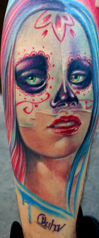tattooed girl. Day of the dead
