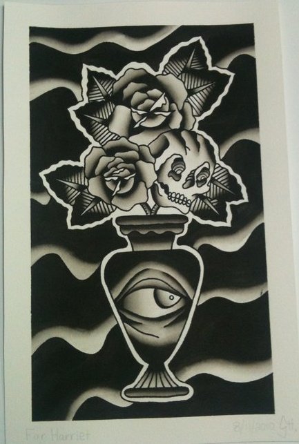 Roses and skull | Flower Tattoo