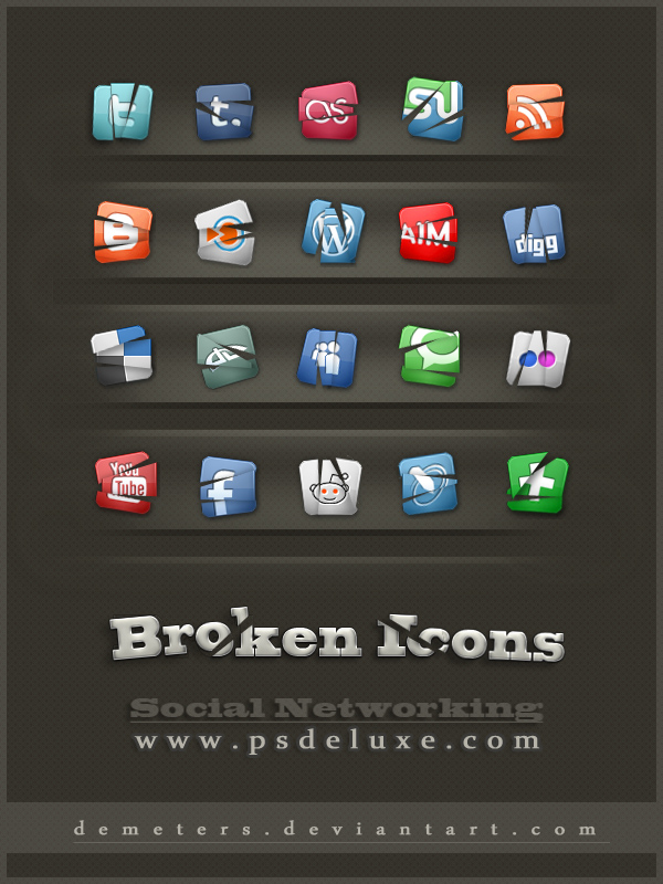 Social Networking-Broken Icons