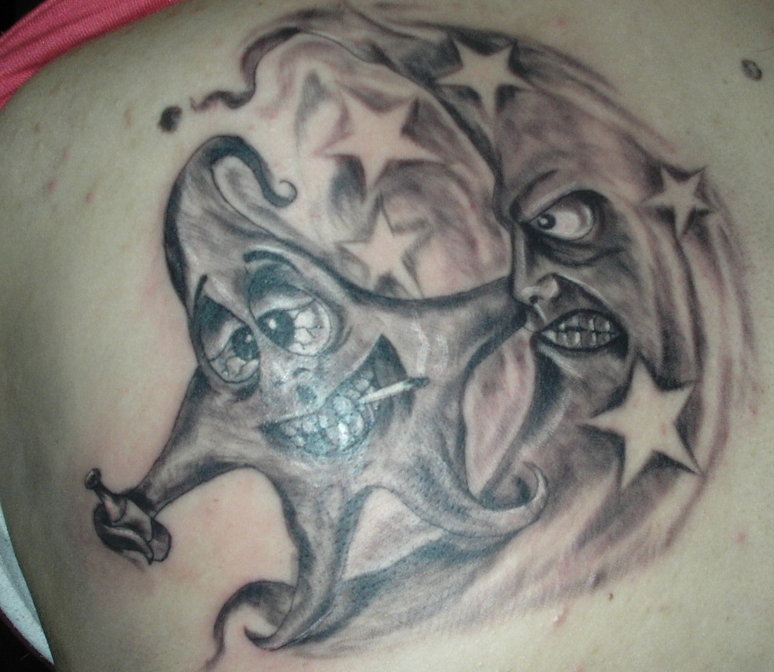 drunk star tattoo - shoulder tattoo