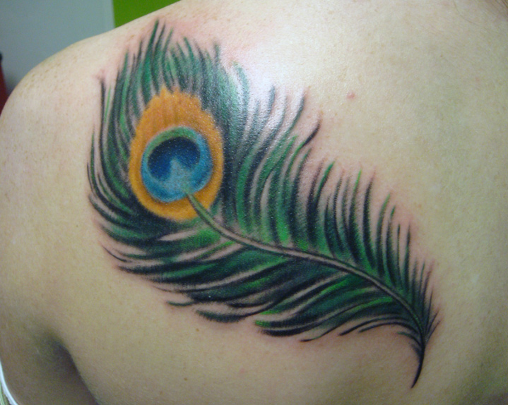 10.22.2010 peacock feather - shoulder tattoo