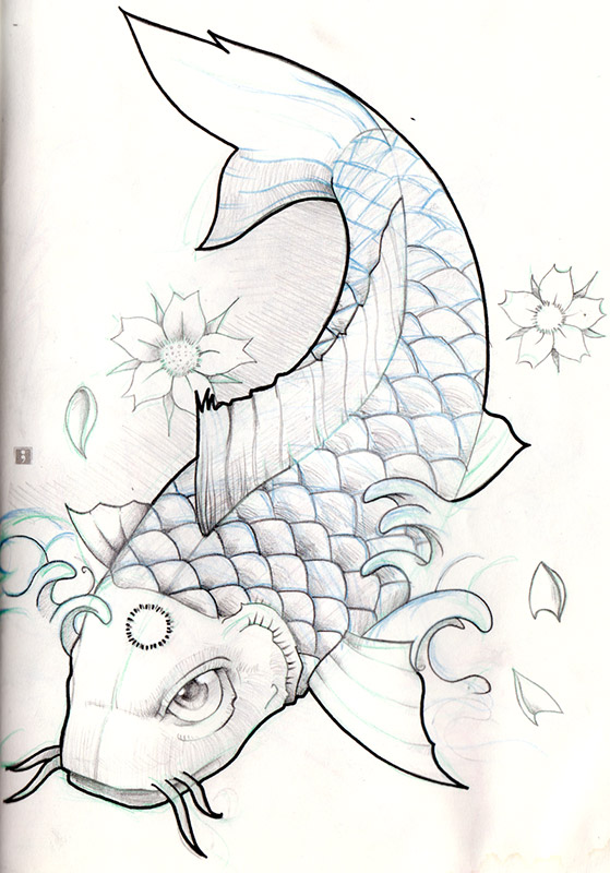 koi fish pencil sketch by olimueller FLAG THIS IMAGE