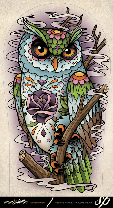 Sugar Owl Tattoo Design Picture 3