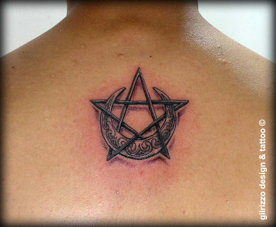 star tattoo. Star and Moon