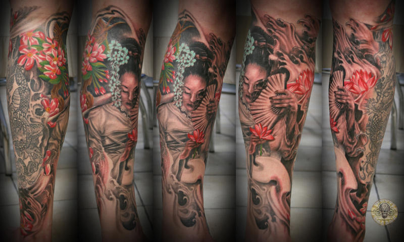Geisha asia style final color by 2FaceTattoo on deviantART