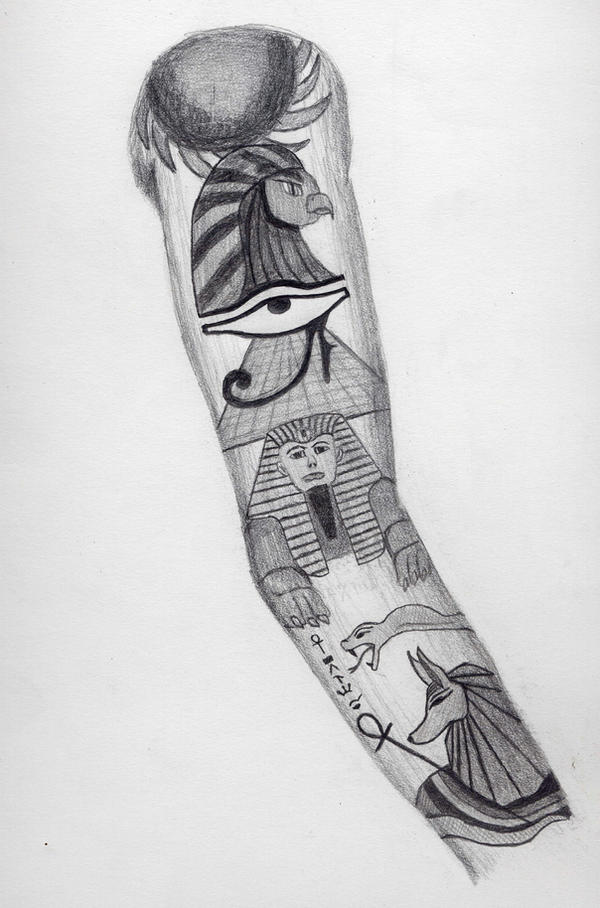 Egyptian Tattoo Sleeve Drawings Designs