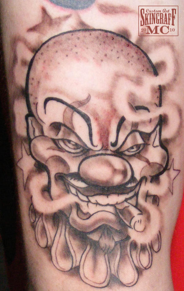 boog tattoo flash. Boog Clown in B/G.