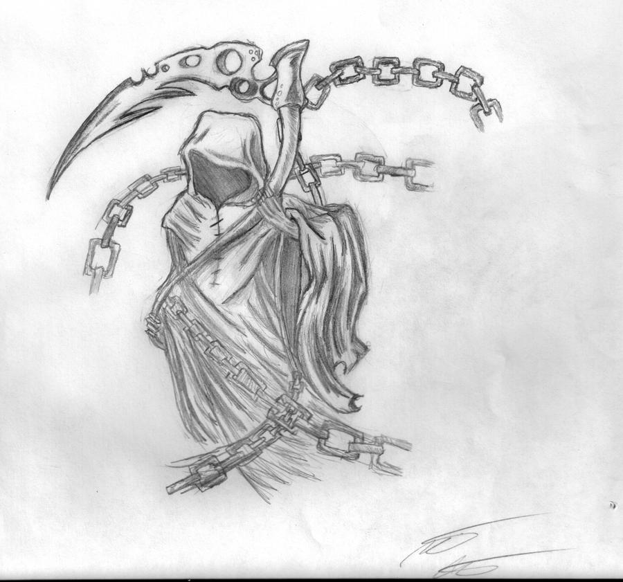 skull tattoo drawing. Grim Reaper Tattoo design by