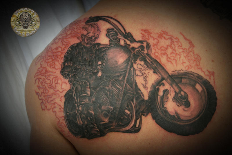 1. session Ghost rider tat - shoulder tattoo