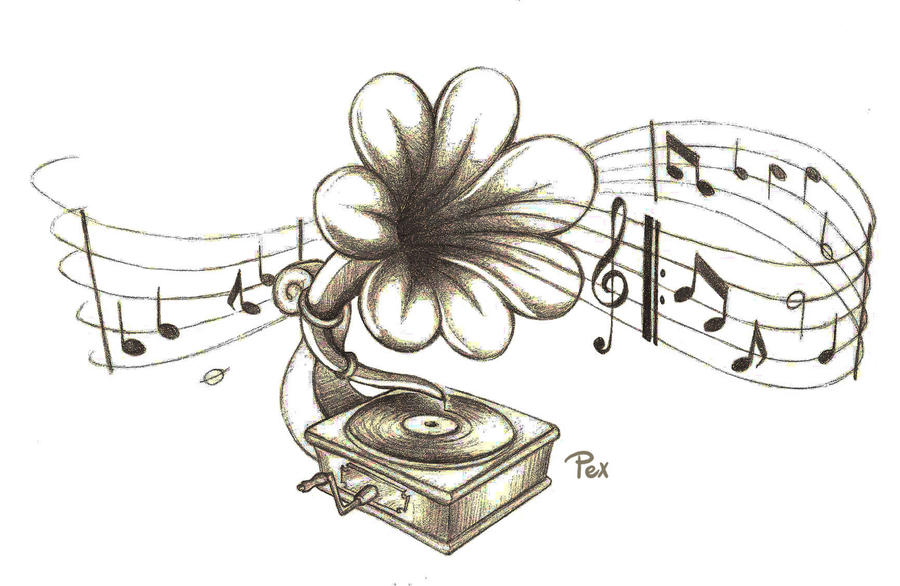 Gramophone-Flower Tattoo | Flower Tattoo