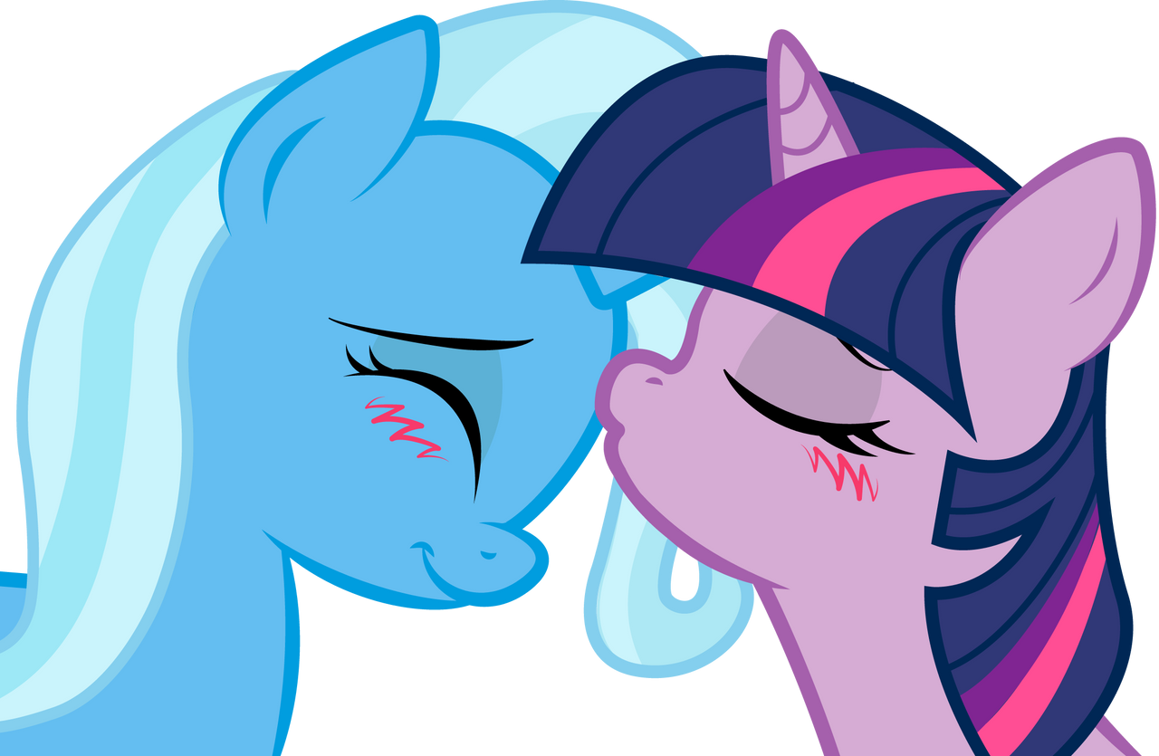trixie_and_twilight__sweet_kiss_by_kenny