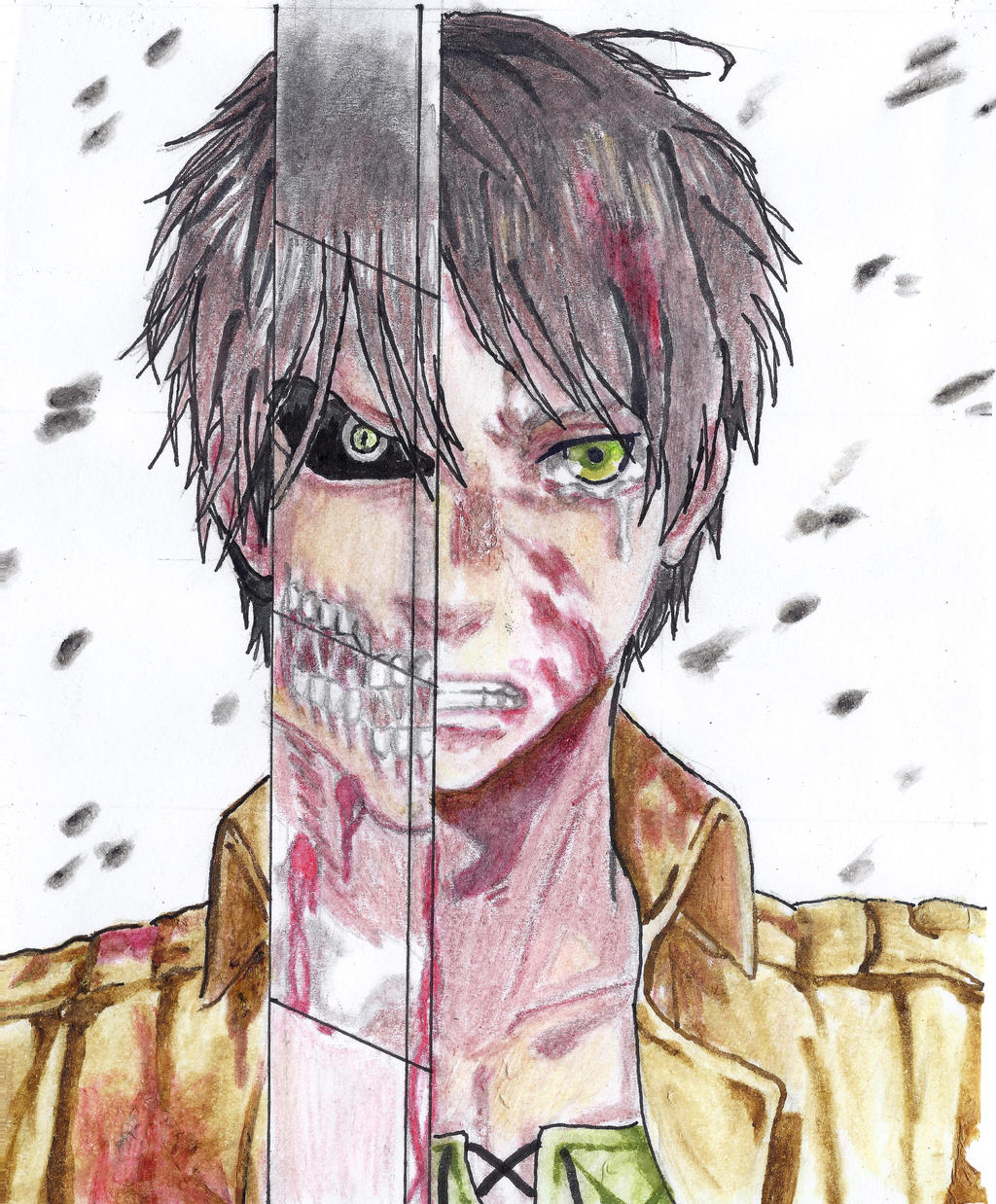 aquarel pencil drawing of Eren Jeager by Emmathedragon on ...