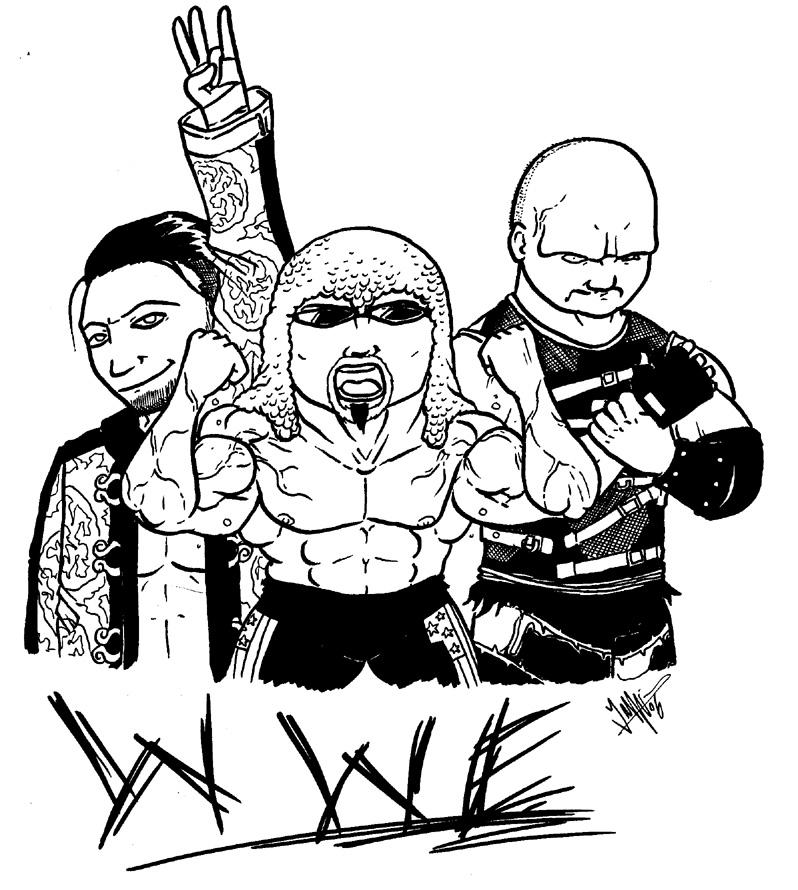 Pencil Drawing Wwe Superstars Sketch Coloring Page