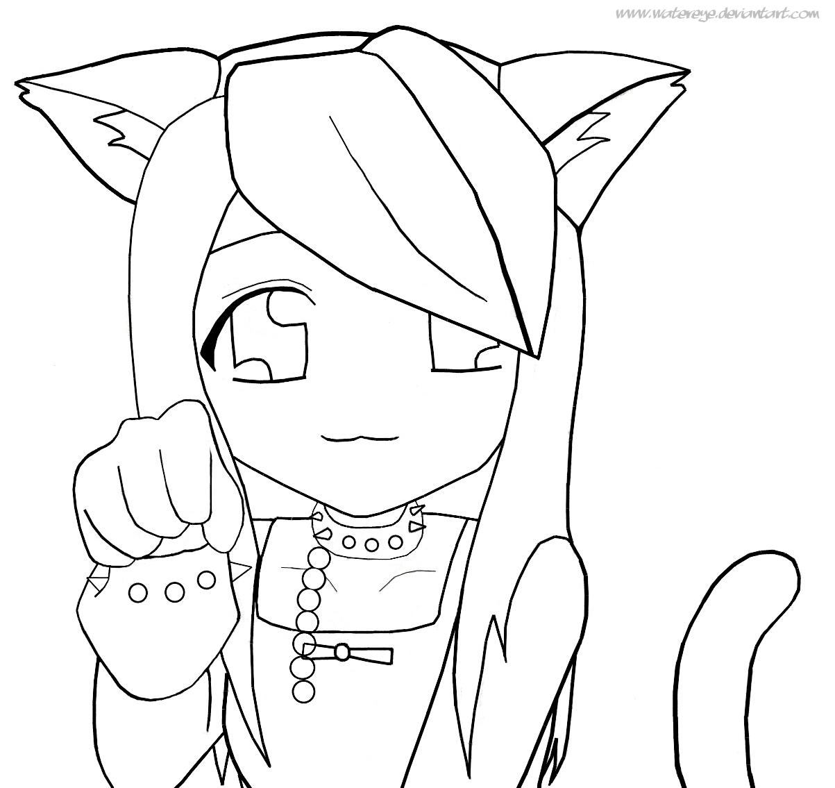 manga cat girl coloring pages - photo #33