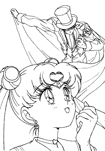 sailor moon and tuxedo mask coloring pages - photo #7