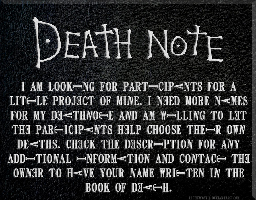 Death Note Looking for names by DJZemar on DeviantArt