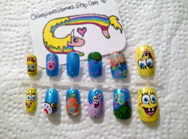 Spongebob Squarepants Nail Art 2 Complete by ChloeyLovesLlamas on ...
