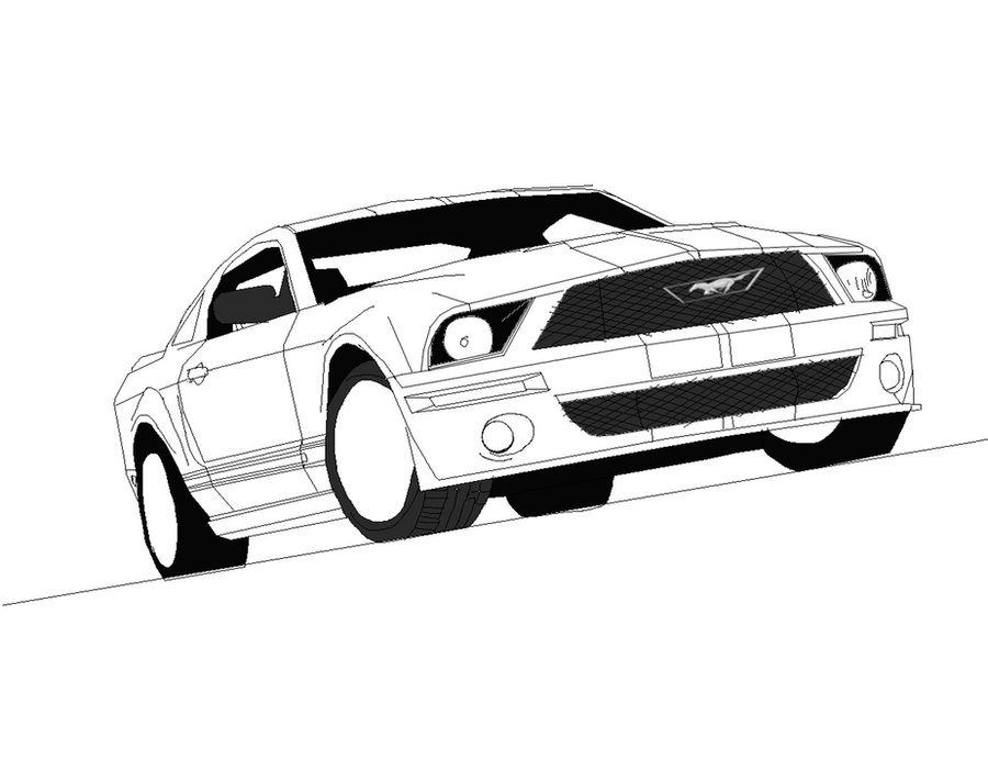 Ford mustang line drawing