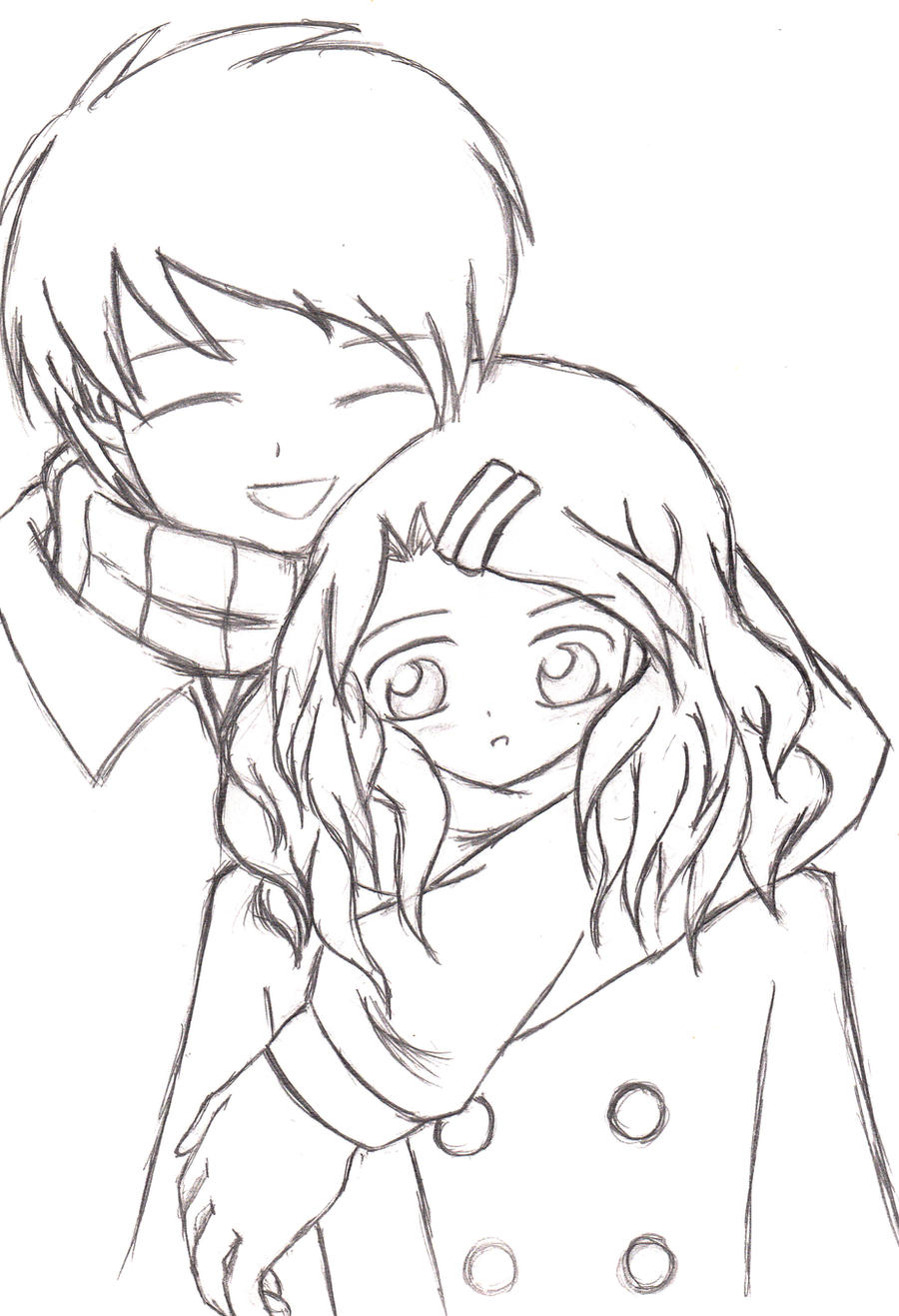 Anime Boy And Girl Hugging Drawing Hug Drawing Boy And Girl Honey